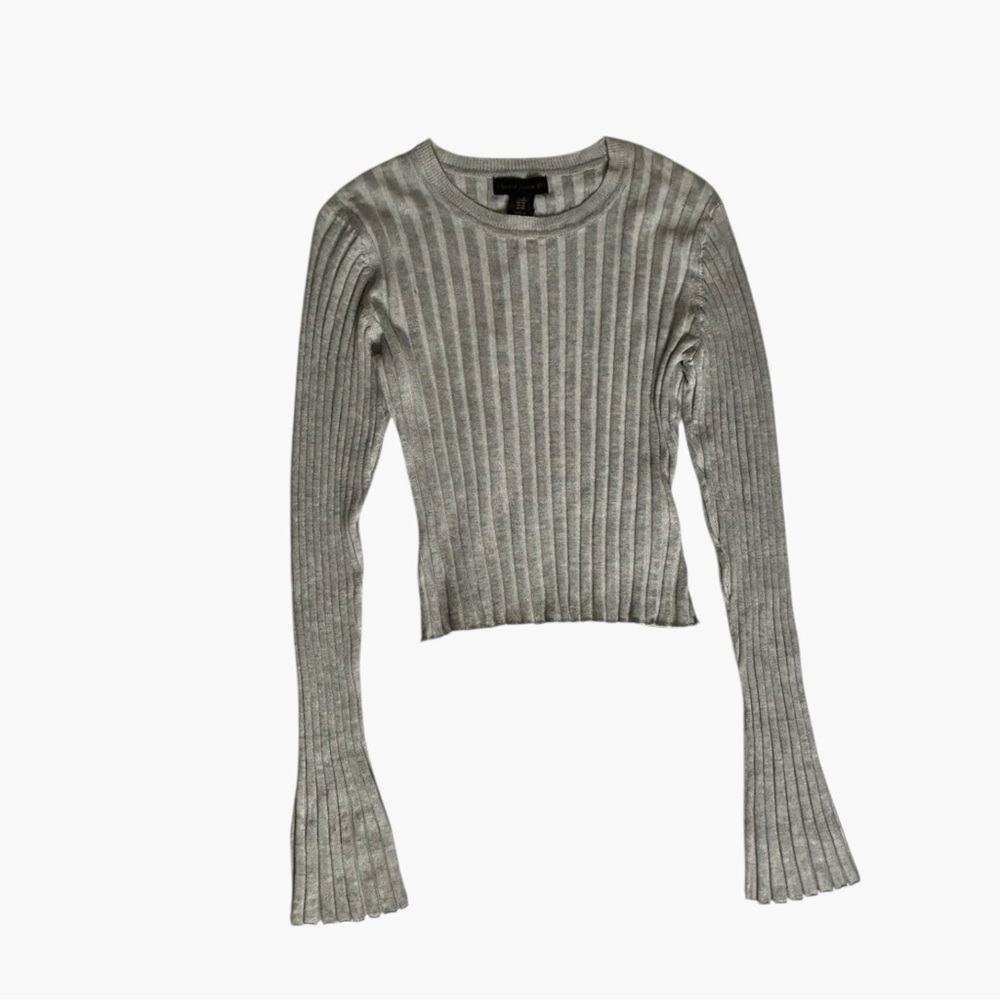 House of Harlow 1960 Gray Ribbed Knit Sweater Top Size M NWT